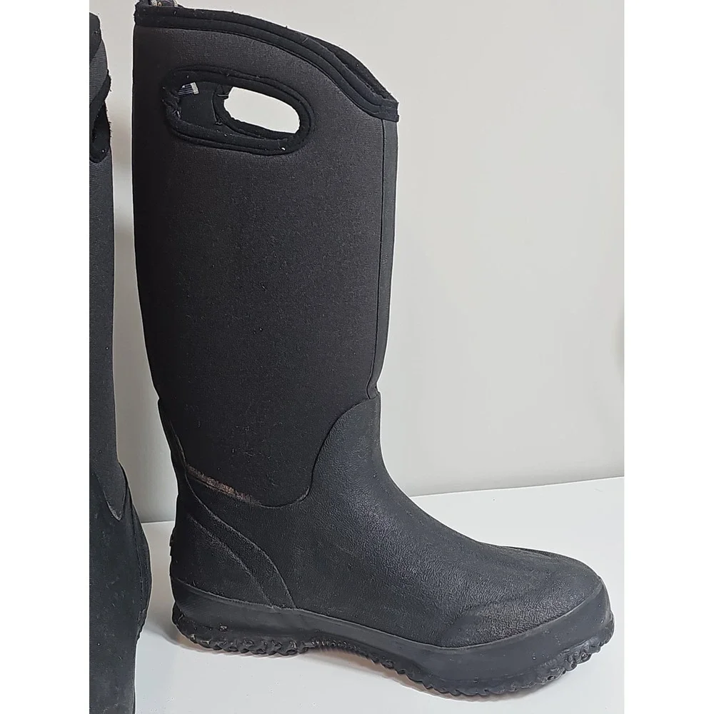 BOGS Boots Women's US 7 EUR 40 Classic High Handle Rubber Tall Black Waterproof